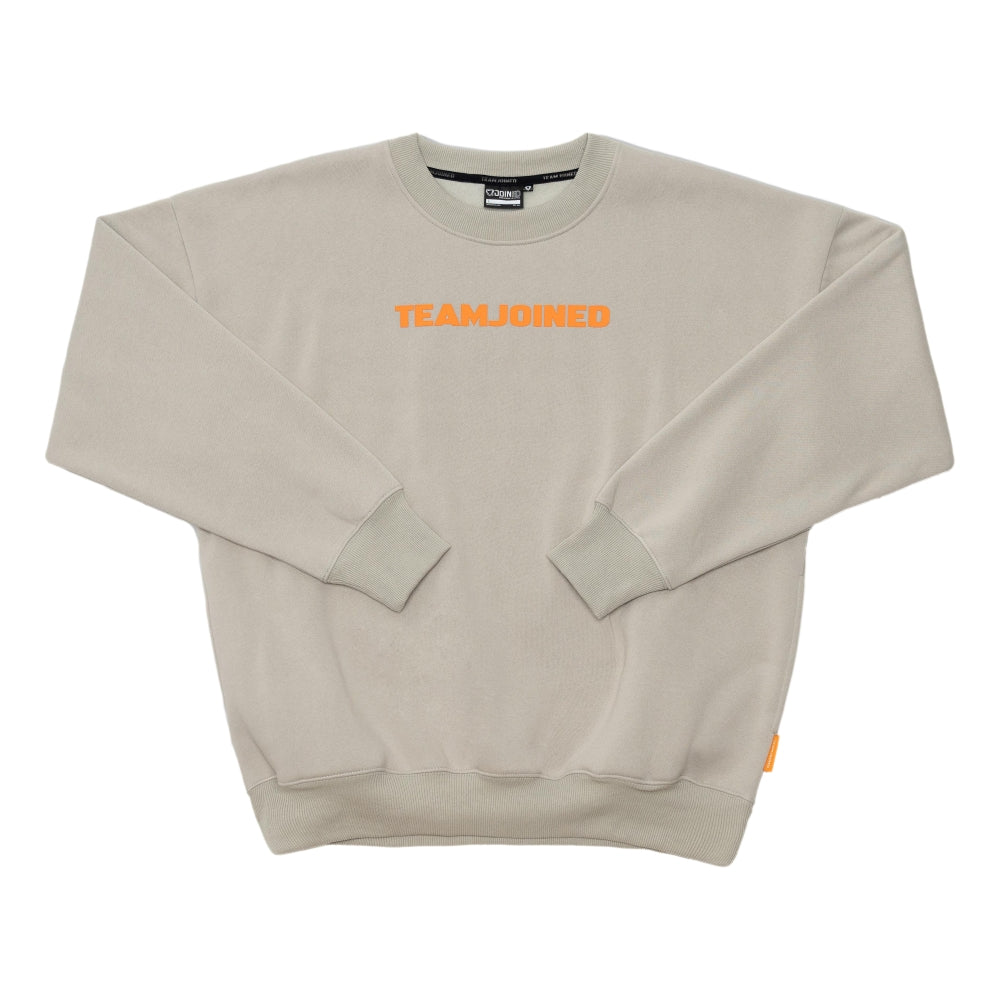 TEAMJOINED JOINED® LOGO DROP SHOULDER FLEECE PULLOVER-CREAM GRAY/ORANGE