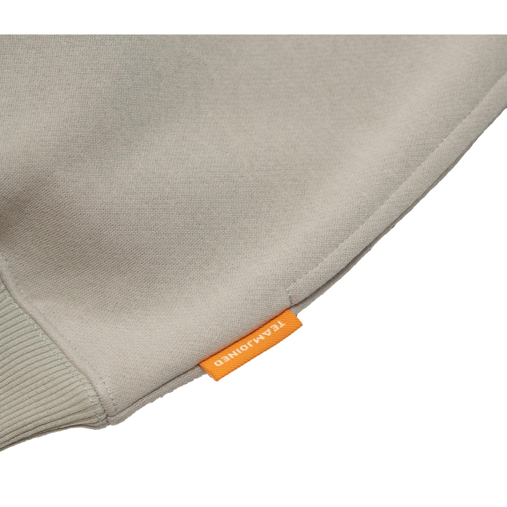 TEAMJOINED JOINED® LOGO DROP SHOULDER FLEECE PULLOVER-CREAM GRAY/ORANGE