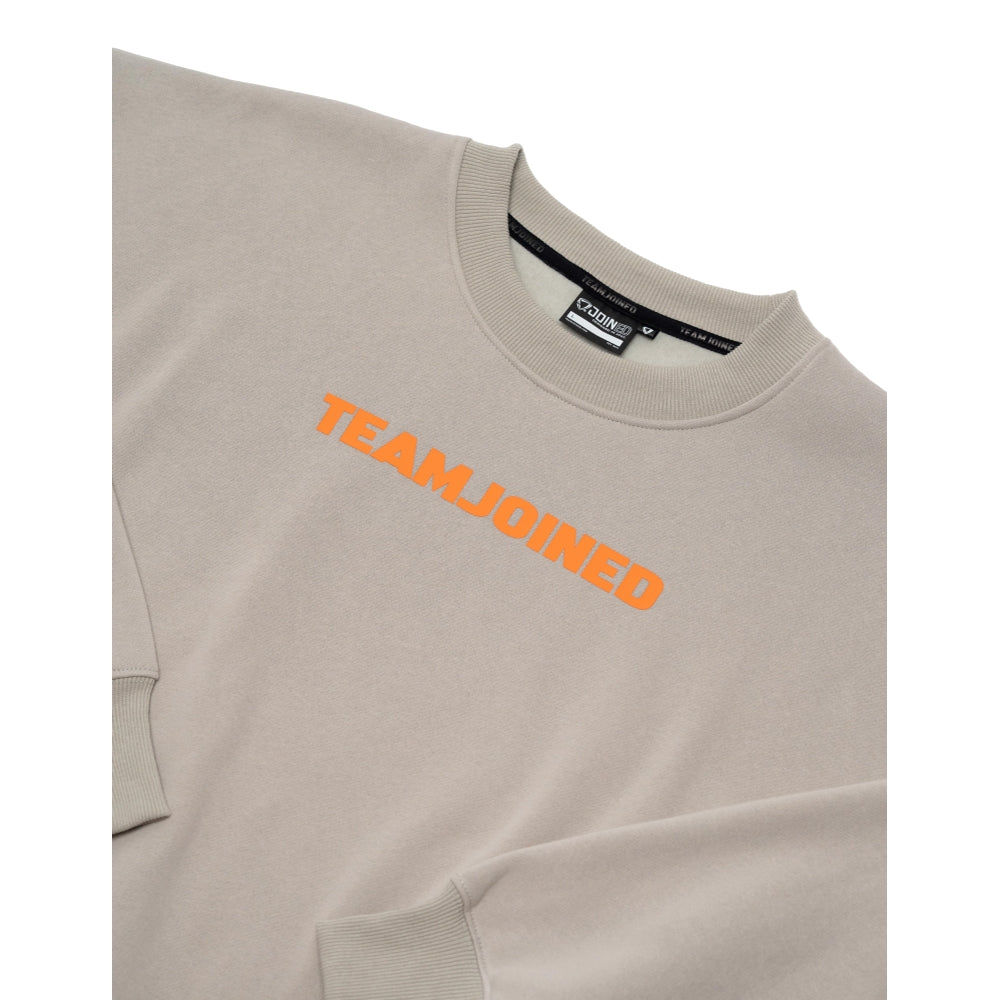 TEAMJOINED JOINED® LOGO DROP SHOULDER FLEECE PULLOVER-LIGHT KHAKI/ORANGE