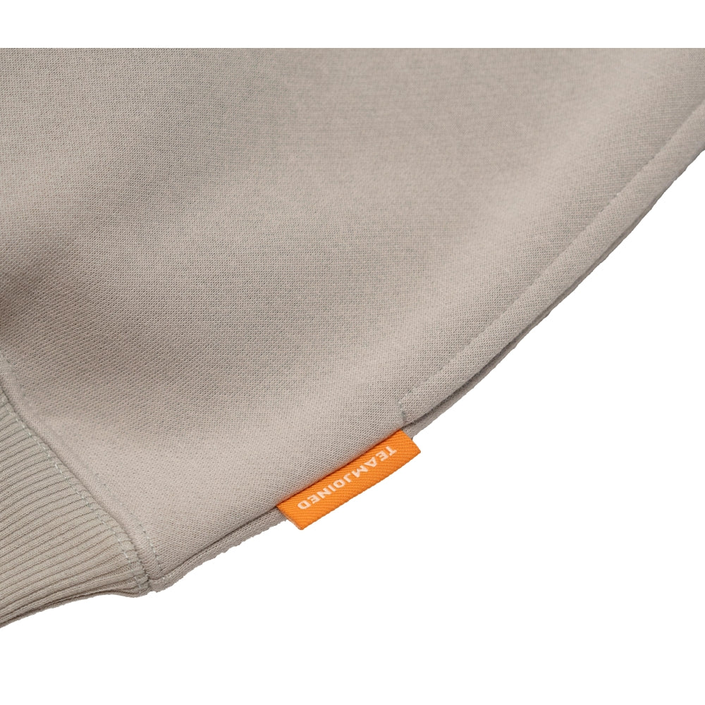 TEAMJOINED JOINED® LOGO DROP SHOULDER FLEECE PULLOVER-LIGHT KHAKI/ORANGE