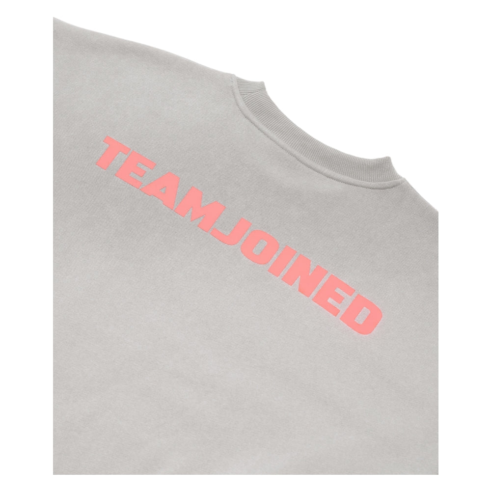 TEAMJOINED JOINED® LOGO DROP SHOULDER FLEECE PULLOVER-LIGHT KHAKI/ORANGE