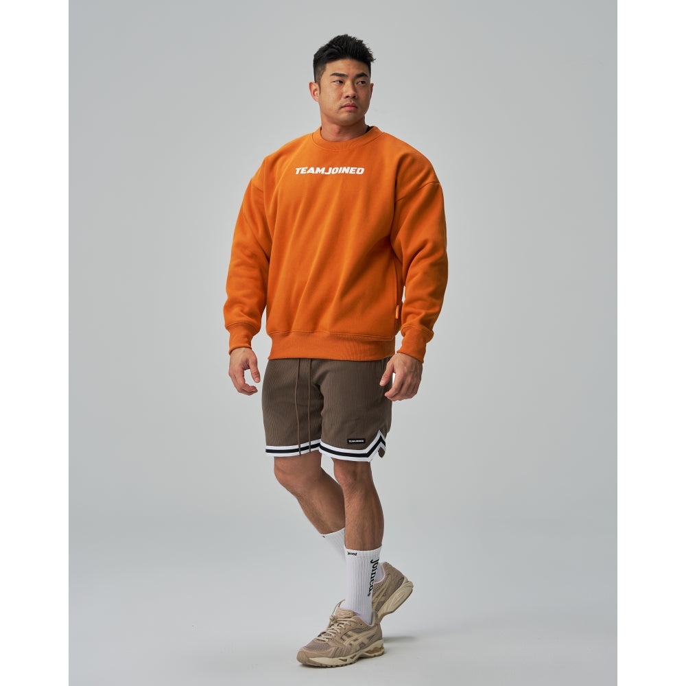 TEAMJOINED JOINED® LOGO DROP SHOULDER FLEECE PULLOVER-ORANGE