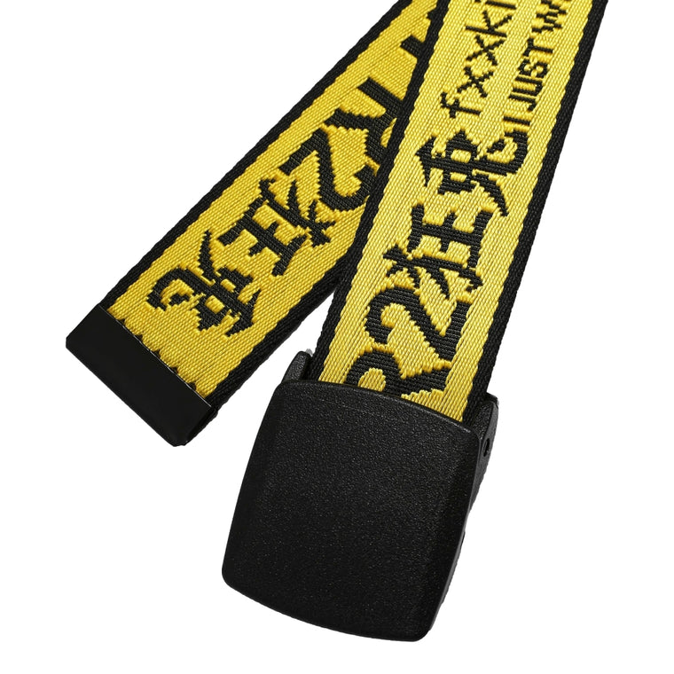 #FR2 LOGO ICON EMBROIDERY LONG BELT-YELLOW