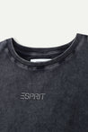 ESPRIT LOGO PRINT CROPPED TEE-BLACK