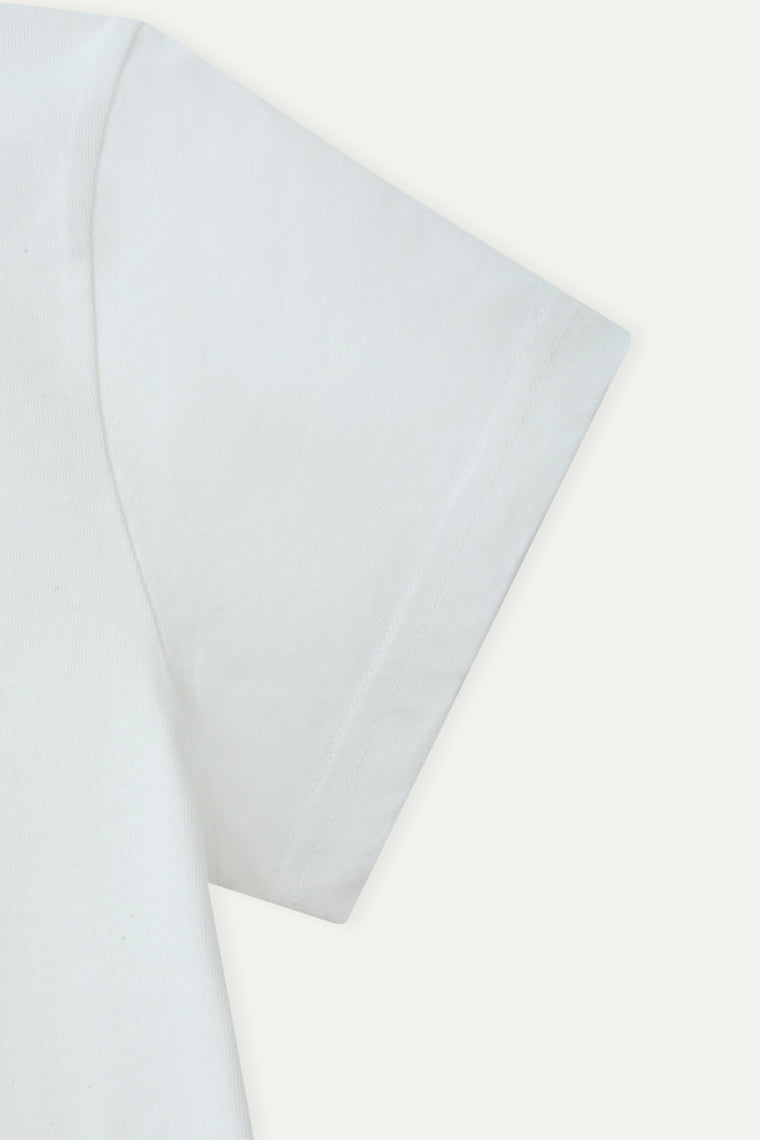 ESPRIT LOGO PRINT CROPPED TEE-WHITE