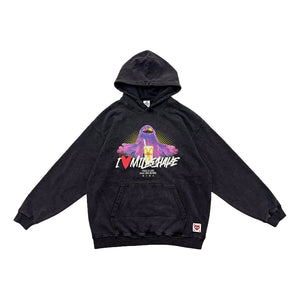 2ND CLOSET "LOVE MILKSHAKE" WASHED HOODY-BLACK