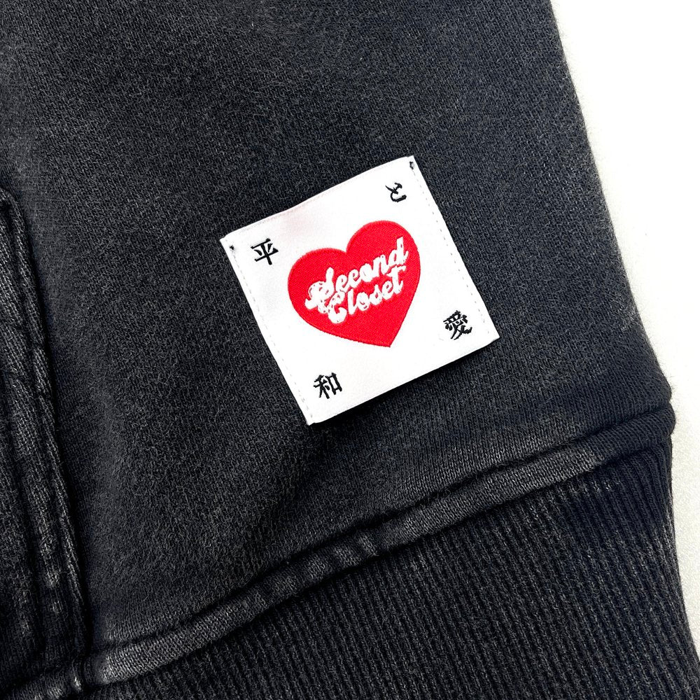 2ND CLOSET "LOVE MILKSHAKE" WASHED HOODY-BLACK