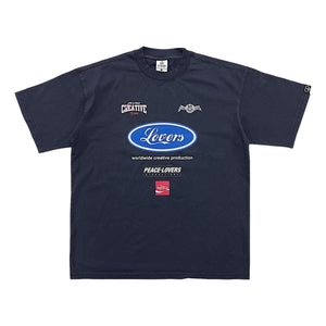 2ND CLOSET "LOVERS" LOGOS PRINTED T-SHIRT-NAVY