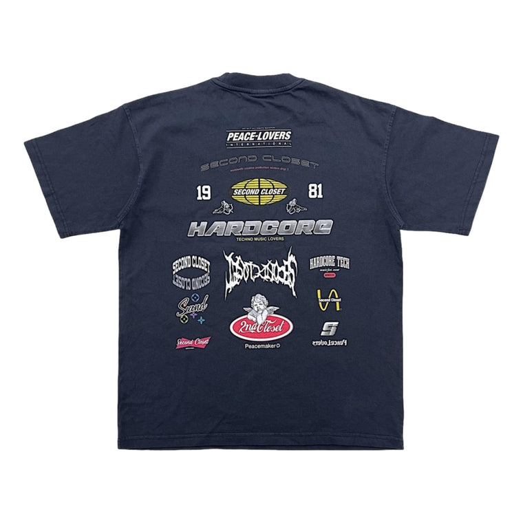 2ND CLOSET "LOVERS" LOGOS PRINTED T-SHIRT-NAVY