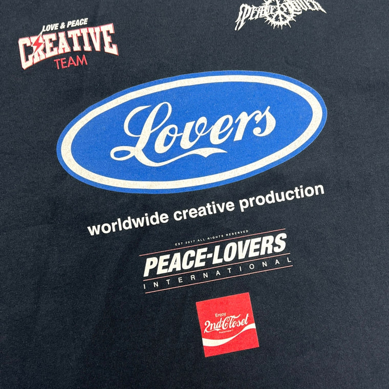 2ND CLOSET "LOVERS" LOGOS PRINTED T-SHIRT-NAVY