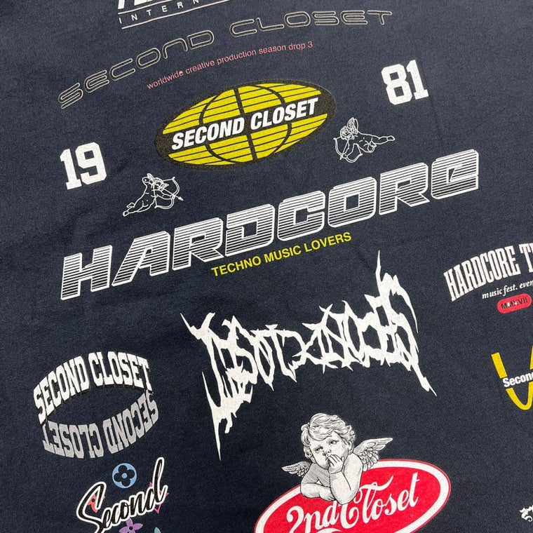 2ND CLOSET "LOVERS" LOGOS PRINTED T-SHIRT-NAVY