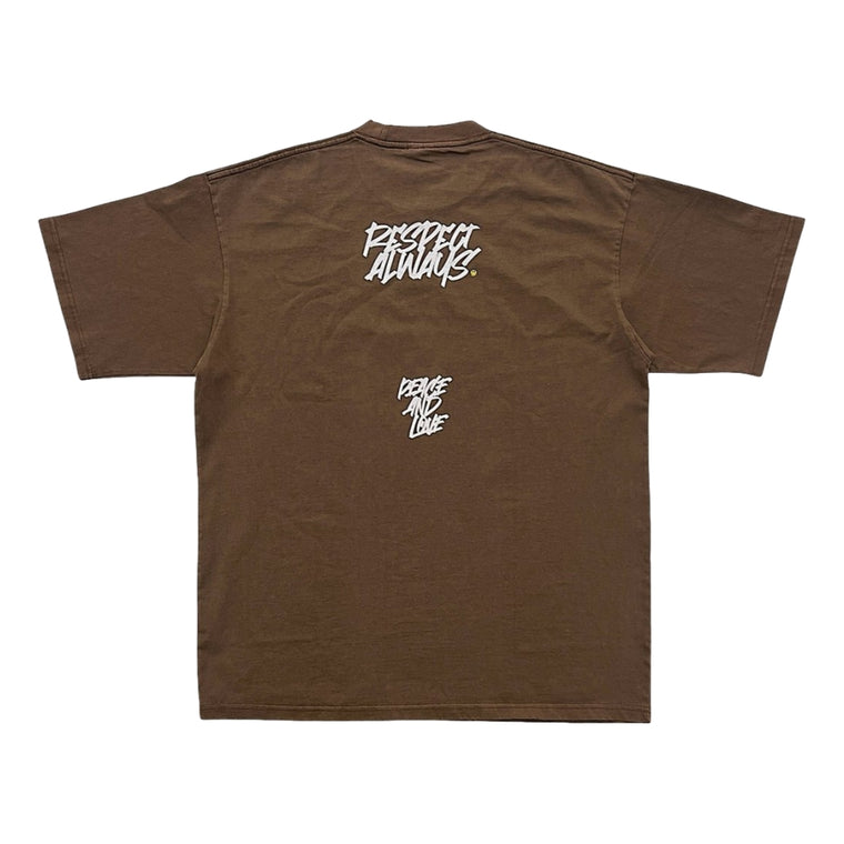 2ND CLOSET " LOVE YOURSELF" PRINTED WASHED T-SHIRT-WASHED BROWN