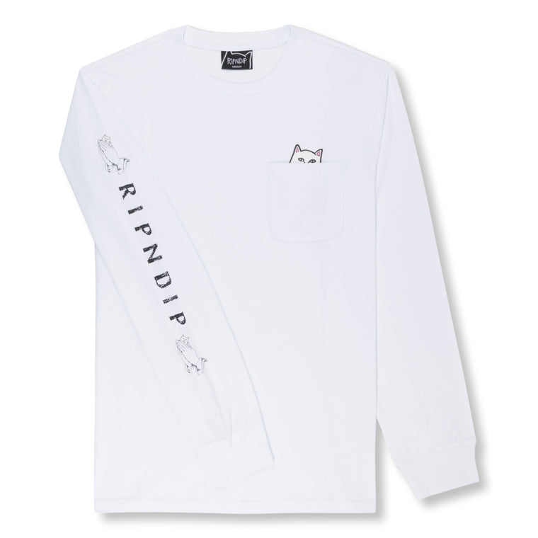 RIPNDIP LORD NERMAL POCKET L/S-WHITE