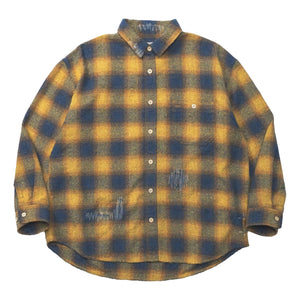 MADNESS JAZZ-NEP DISTRESSED FLANNEL BD SHIRT (MADE IN JAPAN)-GOLDEN ORANGE
