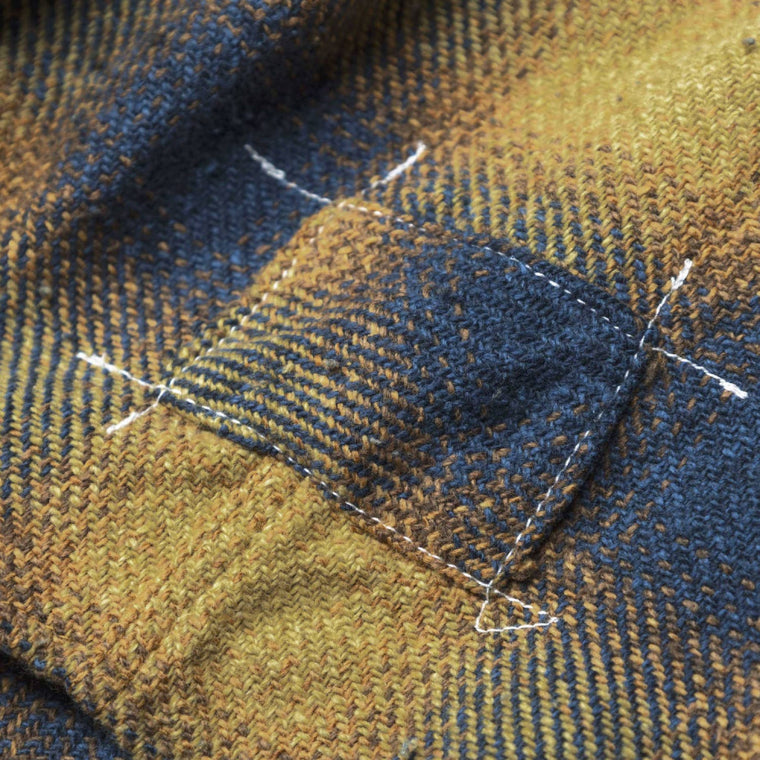 MADNESS JAZZ-NEP DISTRESSED FLANNEL BD SHIRT (MADE IN JAPAN)-GOLDEN ORANGE