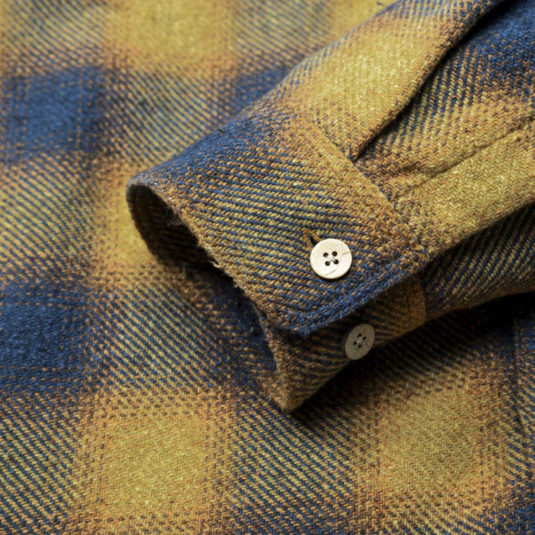 MADNESS JAZZ-NEP DISTRESSED FLANNEL BD SHIRT (MADE IN JAPAN)-GOLDEN ORANGE