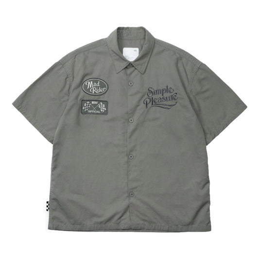 MADNESS MADRIDER FABRIC PATCHED RACING SHIRT-GREY