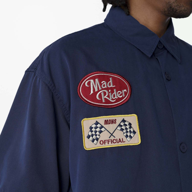MADNESS MADRIDER FABRIC PATCHED RACING SHIRT-NAVY