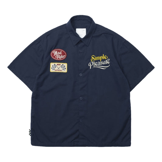 MADNESS MADRIDER FABRIC PATCHED RACING SHIRT-NAVY