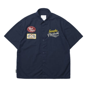 MADNESS MADRIDER FABRIC PATCHED RACING SHIRT-NAVY
