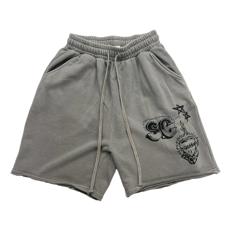 2ND CLOSET MARIA PRINTED SWEAT SHORTS-GREY