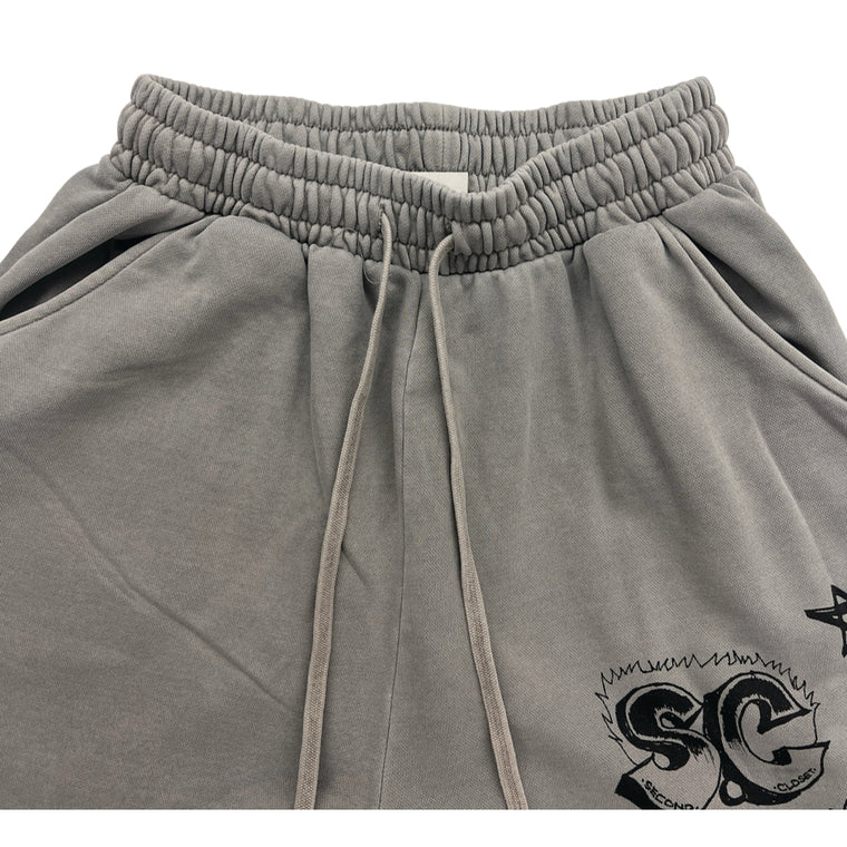 2ND CLOSET MARIA PRINTED SWEAT SHORTS-GREY