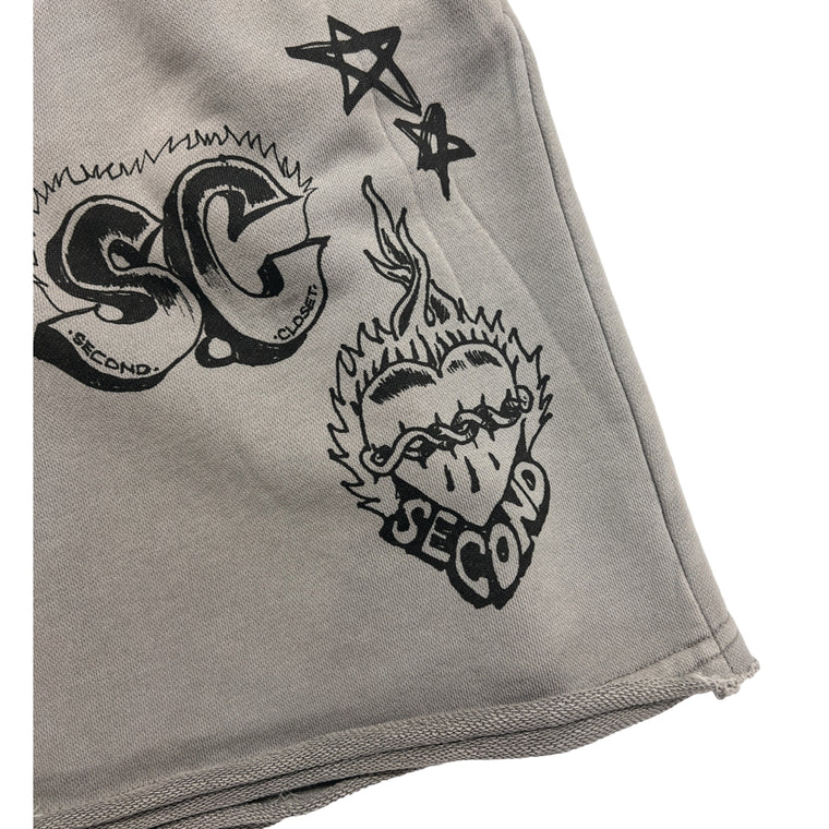 2ND CLOSET MARIA PRINTED SWEAT SHORTS-GREY