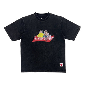 2ND CLOSET "ME-TIME" SNOW WHITE PRINTED T-SHIRT-BLACK