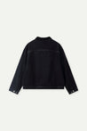 ESPRIT MEN'S CORDUROY COLLAR ZIP-UP DENIM JACKET-DENIM BLACK