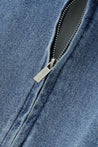ESPRIT MEN'S CORDUROY COLLAR ZIP-UP DENIM JACKET-DENIM BLUE