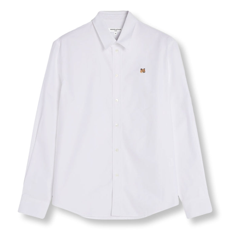 MAISON KITSUNE M FOX HEAD EMBROIDERY CASUAL SHIRT-WHITE
