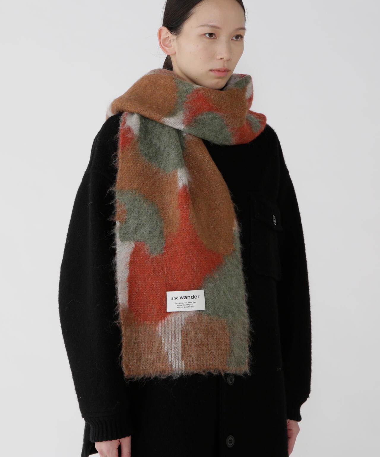 AND WANDER MIX COLOR SHAGGY KNIT STOLE-BROWN MIX