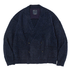MEANSWHILE MOHAIR DOUBLE KNIT CARDIGAN-NAVY