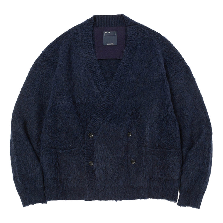 MEANSWHILE MOHAIR DOUBLE KNIT CARDIGAN-NAVY