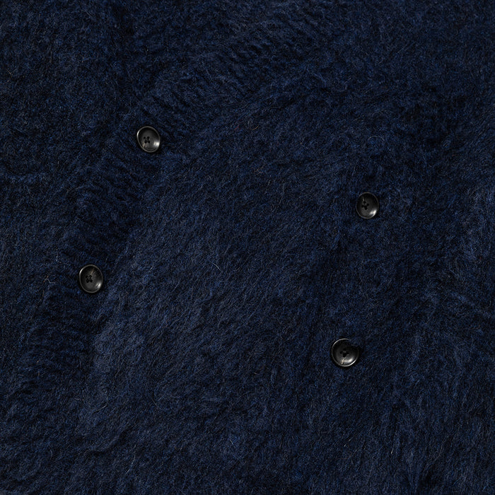 MEANSWHILE MOHAIR DOUBLE KNIT CARDIGAN-NAVY