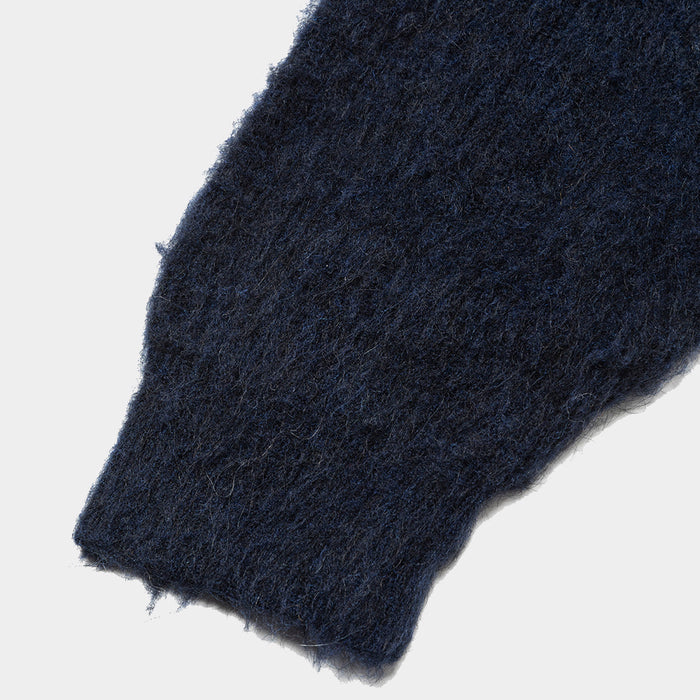 MEANSWHILE MOHAIR DOUBLE KNIT CARDIGAN-NAVY