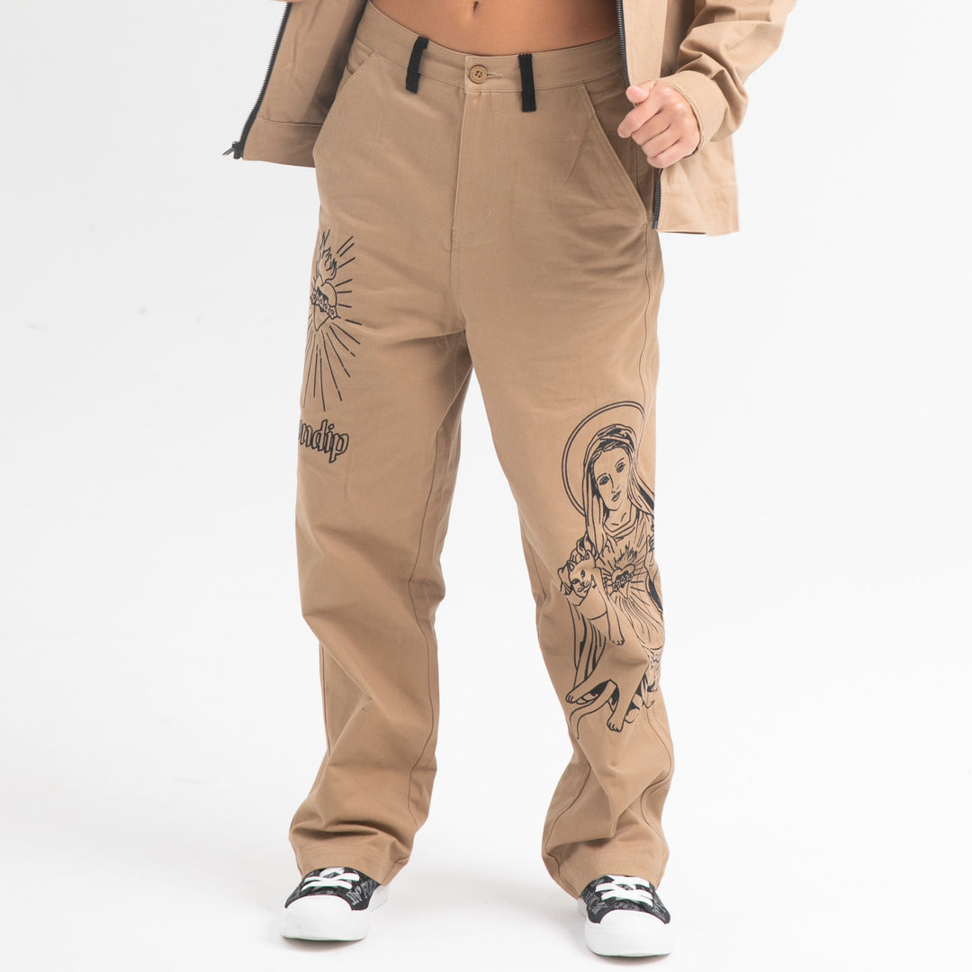 RIPNDIP MOTHER MARY PANTS-TAN