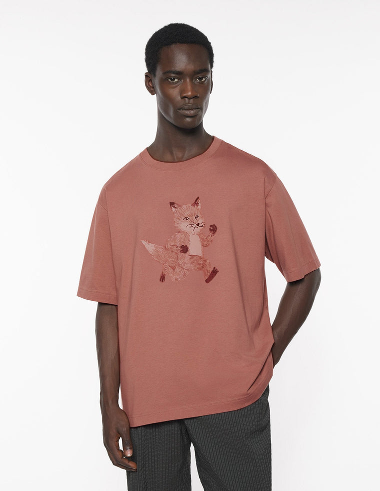 MAISON KITSUNE M SPEEDY FOX PRINT OVERSIZE TEE-SHIRT-BRUNETTE