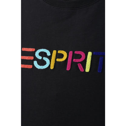 ESPRIT MULTICOLOUR EMBROIDERED LOGO T-SHIRT（WOMEN'S）-DARK GREY