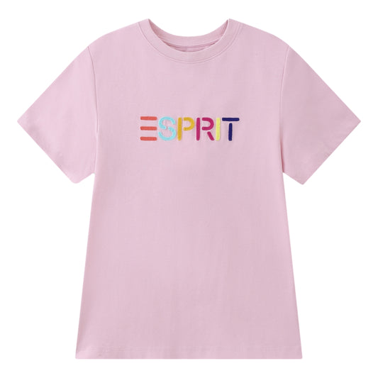 ESPRIT MULTICOLOUR EMBROIDERED LOGO T-SHIRT（WOMEN'S）-PINK