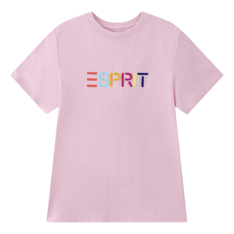 ESPRIT MULTICOLOUR EMBROIDERED LOGO T-SHIRT（WOMEN'S）-PINK