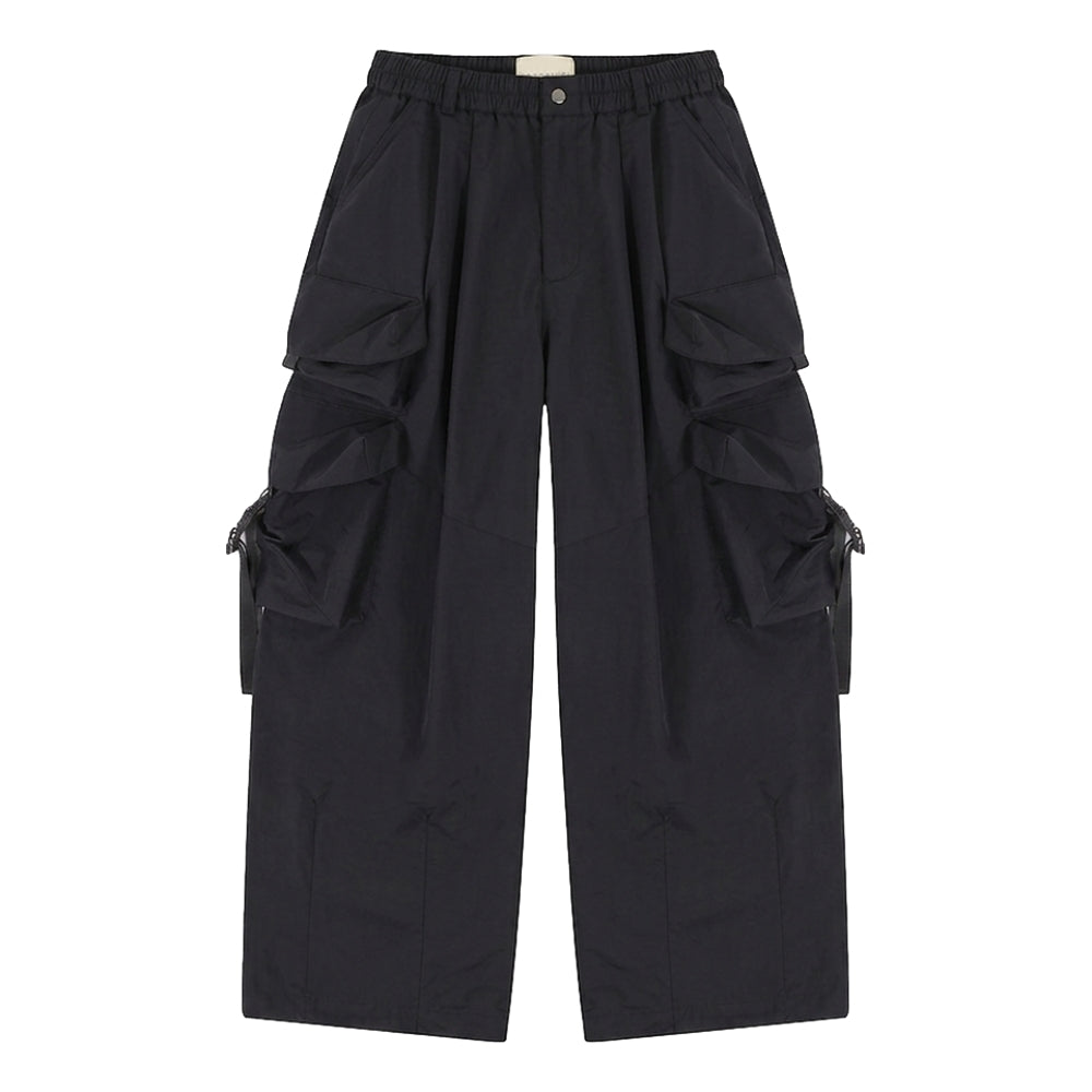 A[S]USL MULTI POCKETS BALLOON PANTS-BLACK