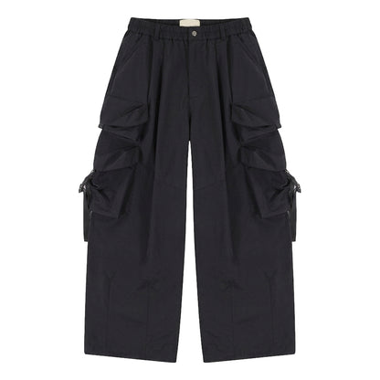 A[S]USL MULTI POCKETS BALLOON PANTS-BLACK