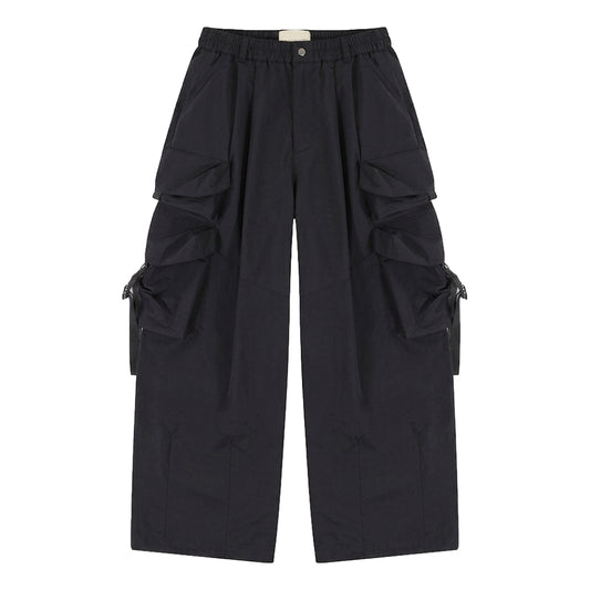 A[S]USL MULTI POCKETS BALLOON PANTS-BLACK