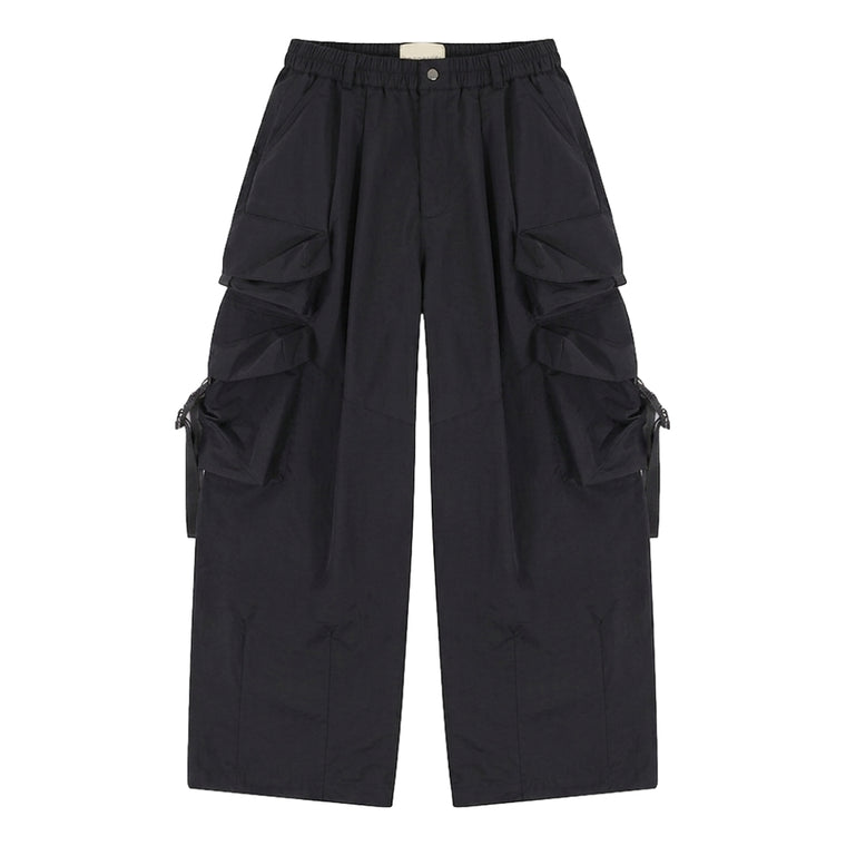 A[S]USL MULTI POCKETS BALLOON PANTS-BLACK