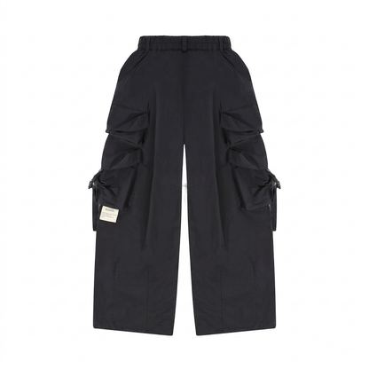 A[S]USL MULTI POCKETS BALLOON PANTS-BLACK