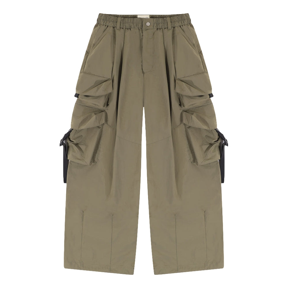 A[S]USL MULTI POCKETS BALLOON PANTS-OLIVE
