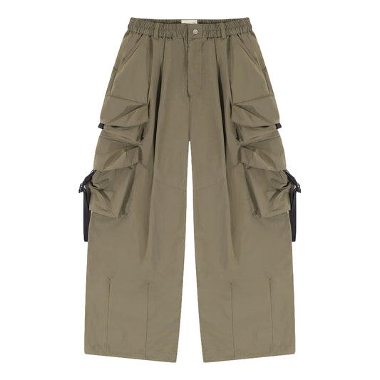 A[S]USL MULTI POCKETS BALLOON PANTS-OLIVE