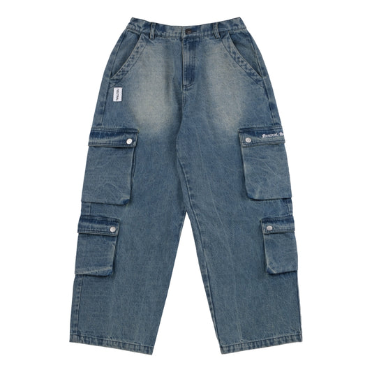 NEUTRAL SOCIETY MULTI POCKETS DENIM PANTS-BLUE DENIM