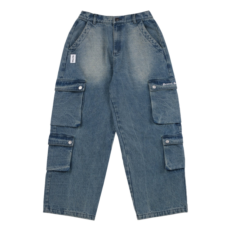 NEUTRAL SOCIETY MULTI POCKETS DENIM PANTS-BLUE DENIM
